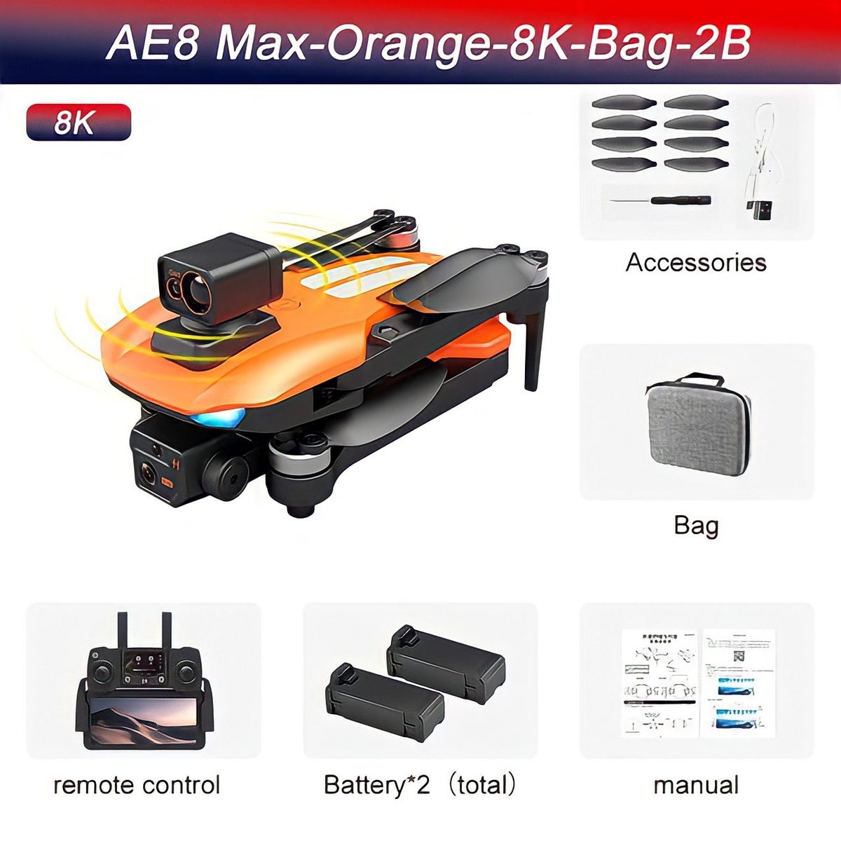 ACTUAL - Dron Con Gps Doble Cámara 8k Evasión de Obstáculos 2 Baterías Bolso