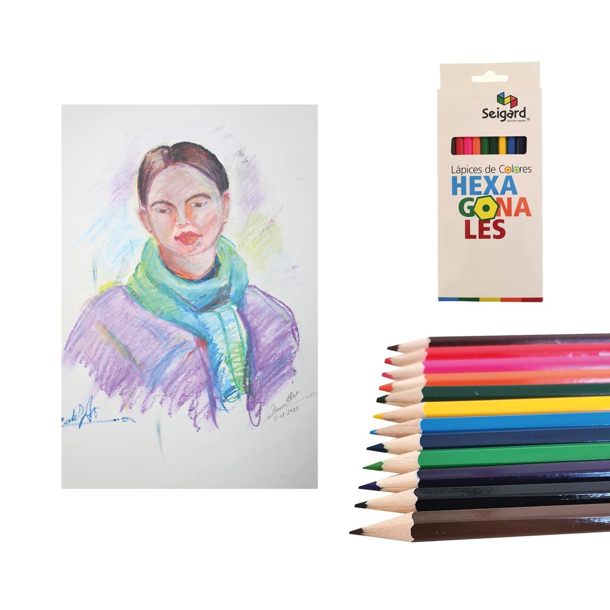 SEIGARD - Lápices De Colores Hexagonales MS-7012 Multicolor
