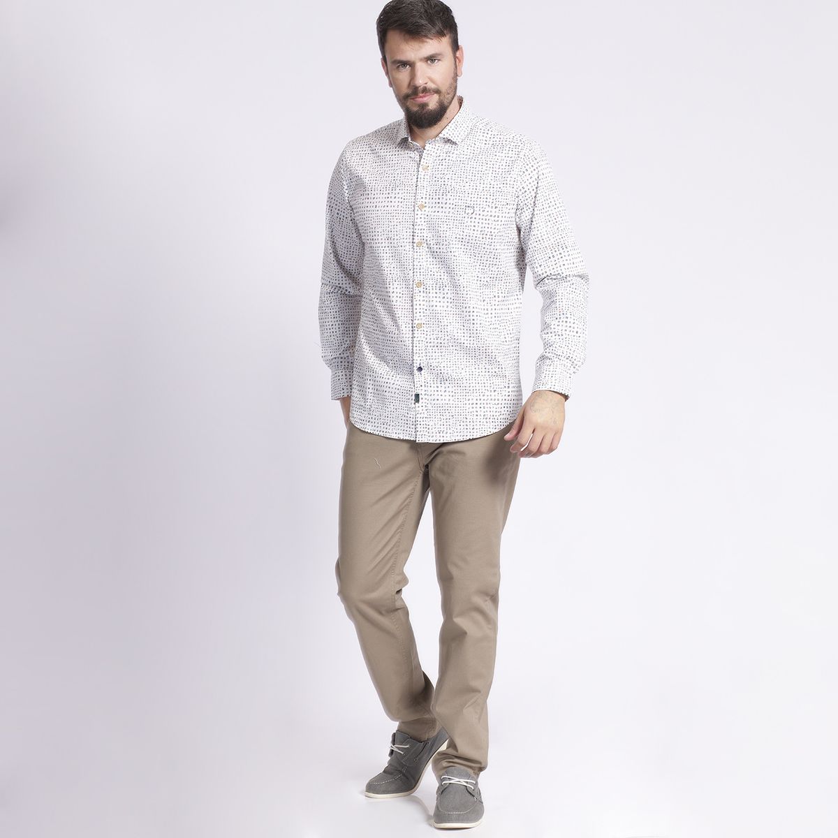 MCGREGOR - Camisa Manga Larga Estampada Comfort Tech Azul MCGREGOR