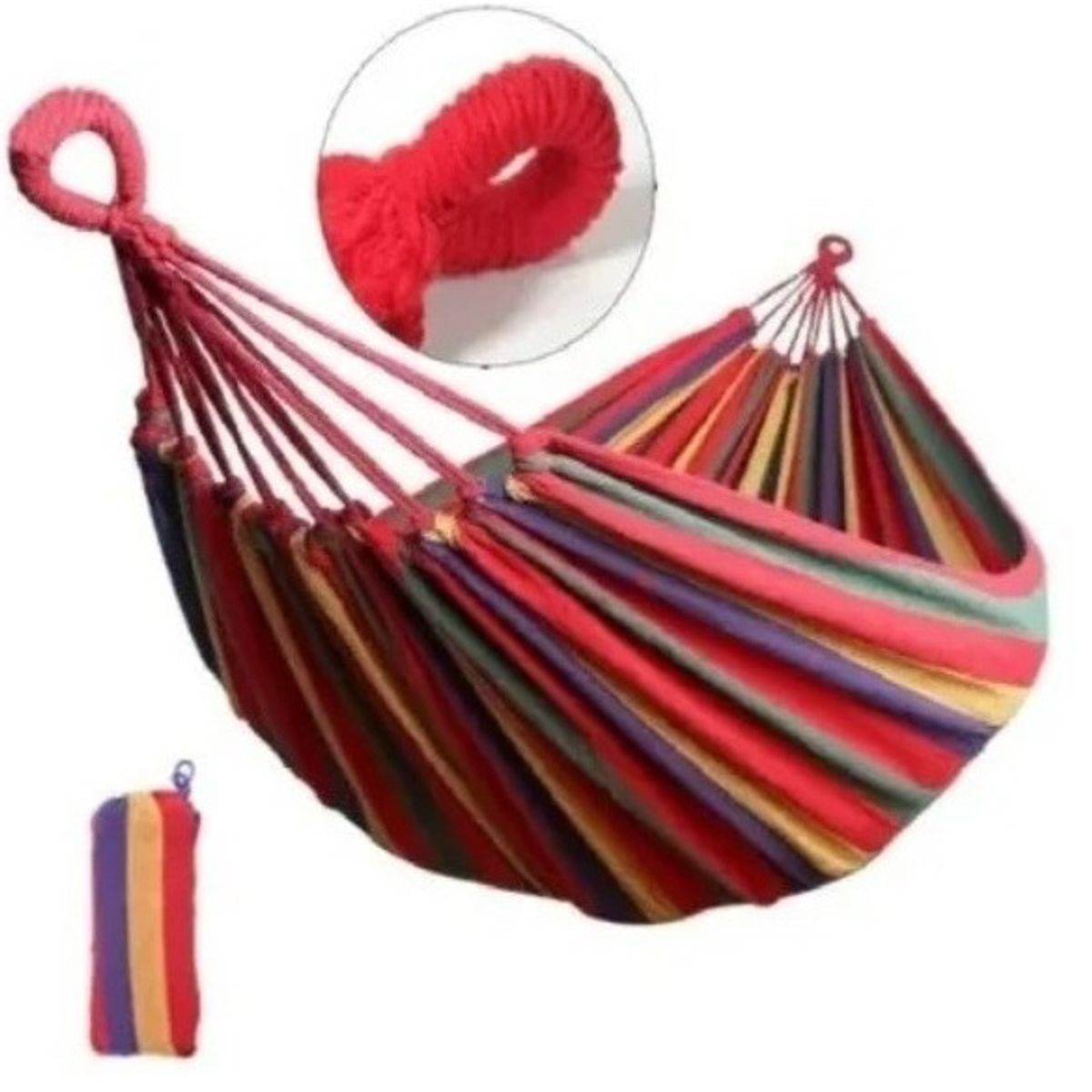 GENERICO - Hamaca Colgante 1 Plaza de Algodón Rojo – Capacidad 100 kg