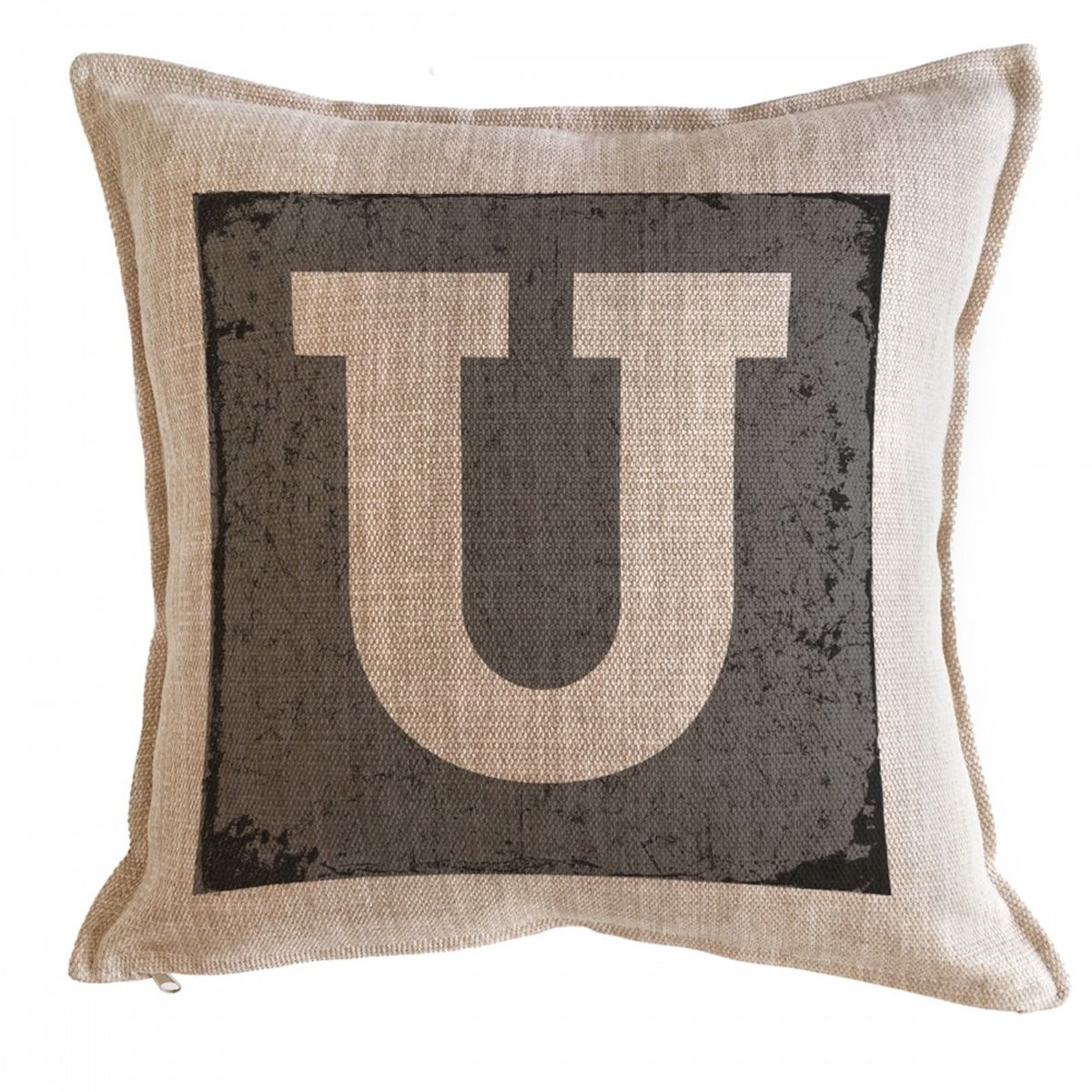TUYO PRINT - Cojín Letras Fondo Gris U - 45x45 - Tuyo Print