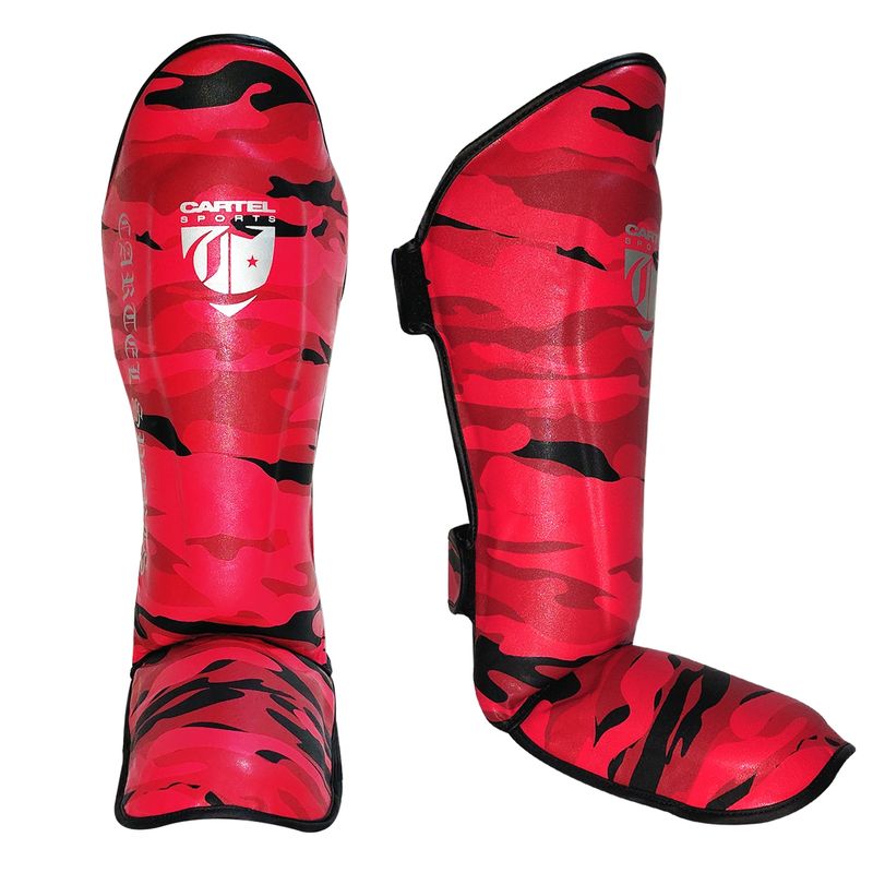 CARTEL SPORTS - Canilleras Para Kickboxing Muay Thai y MMA Rojo Medium