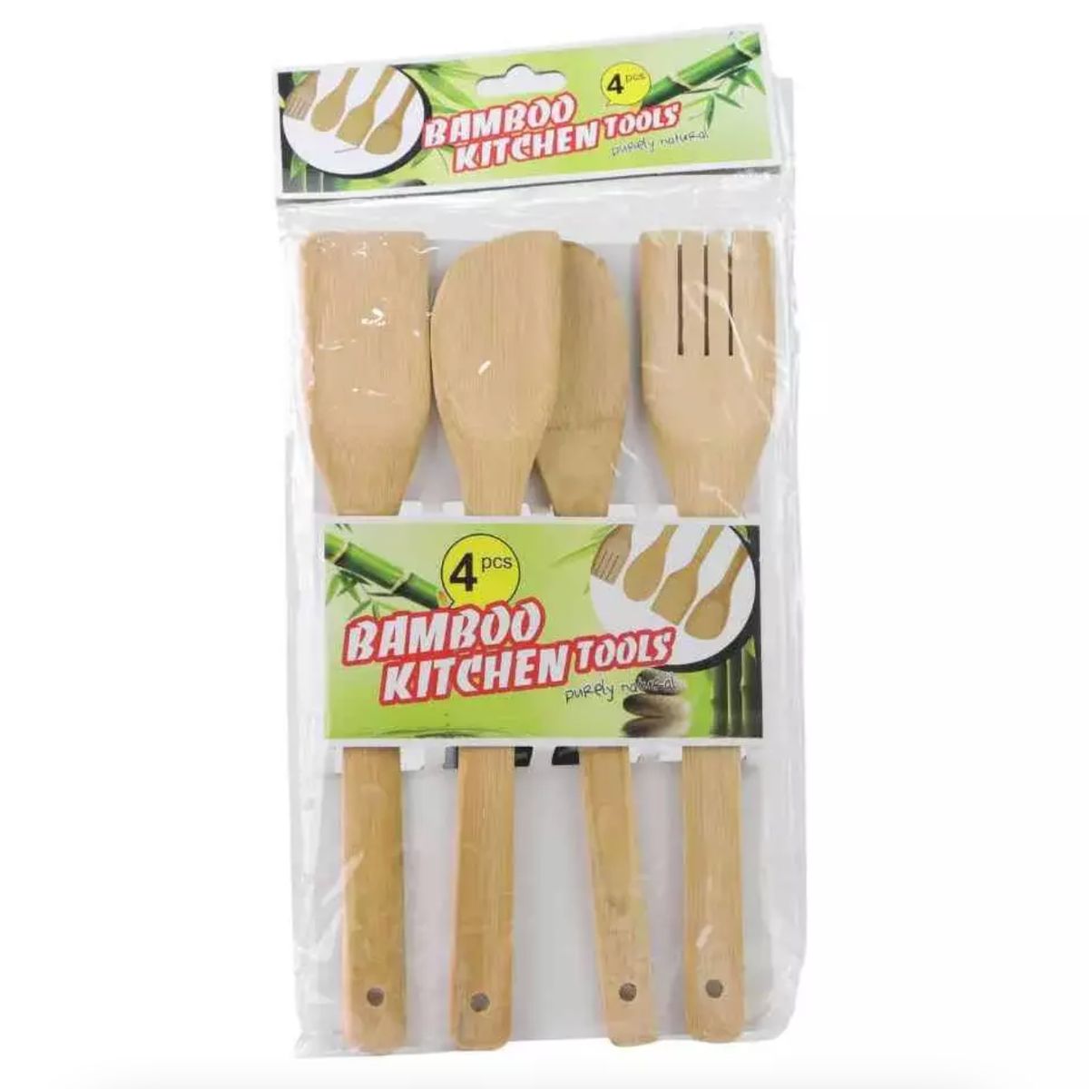 GENERICO - Cucharas Madera Bambu Set 4 Unidades