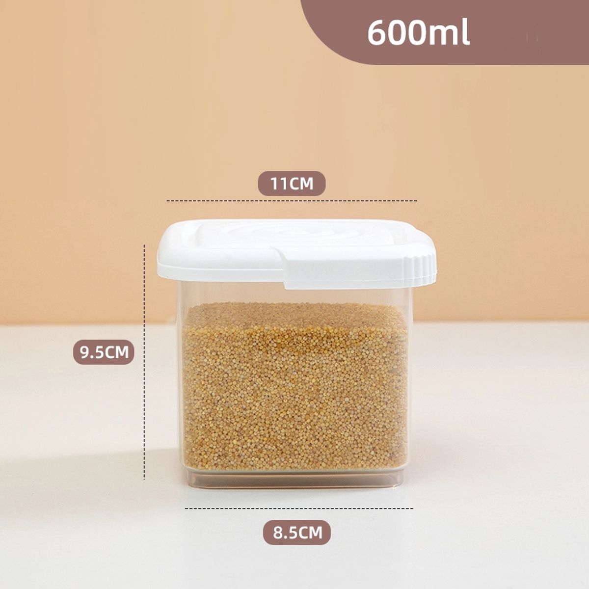 GENERICO - 4 Contenedores Alimentos frascos comida 0.6 Lt. 2443 Blanco.