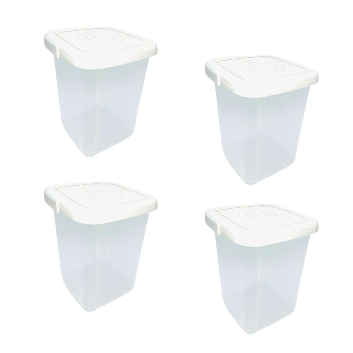 GENERICO - 4 Contenedores Alimentos frascos comida 0.9 Lt. 2444 Blanco.