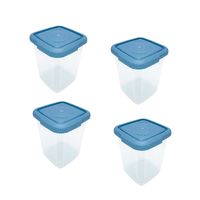 4 Contenedores Alimentos frascos comida 0.9 Lt. 2444 Celeste.