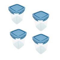 4 Contenedor Alimentos frascos 0.9 Lt. Con Tapa 2448 Celeste.