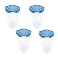 4 Contenedor Alimentos frascos 1,7 Lt. Con Tapa 2449 Celeste.