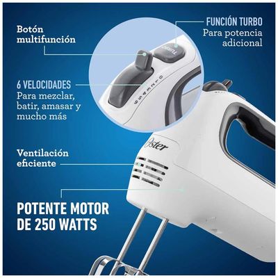Imagen 2 del producto Batidora Electrica De Mano 6V Con Turbo Blanco