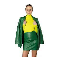 AMEN LEATHER - Chaqueta de Cuero Eva Blazer Verde
