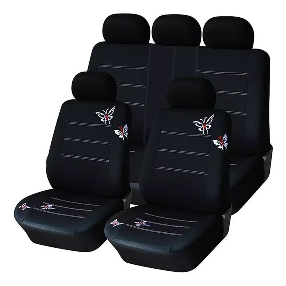 GOODCAR - Funda Cubre Asiento Auto Para Mujer 9pieza Negro Mariposas