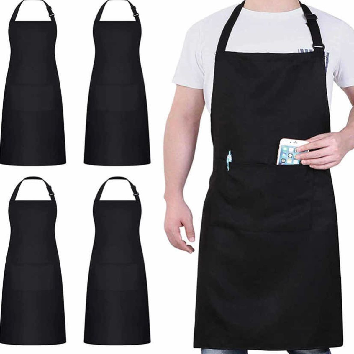 CHEF OUTFITTERS - Pack X 4 Pecheras O Delantales Negro CHEF OUTFITTERS