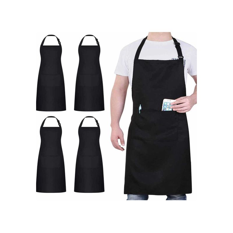 CHEF OUTFITTERS - Pack X 4 Pecheras O Delantales Negro CHEF OUTFITTERS