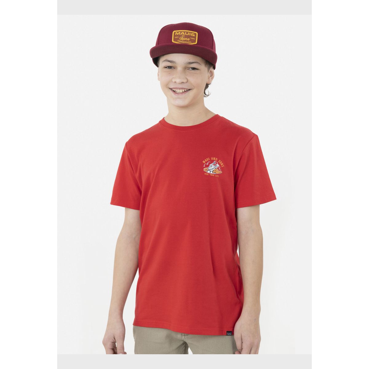 MAUI AND SONS - Polera SKULL RIDER Juvenil Rojo Maui and Sons