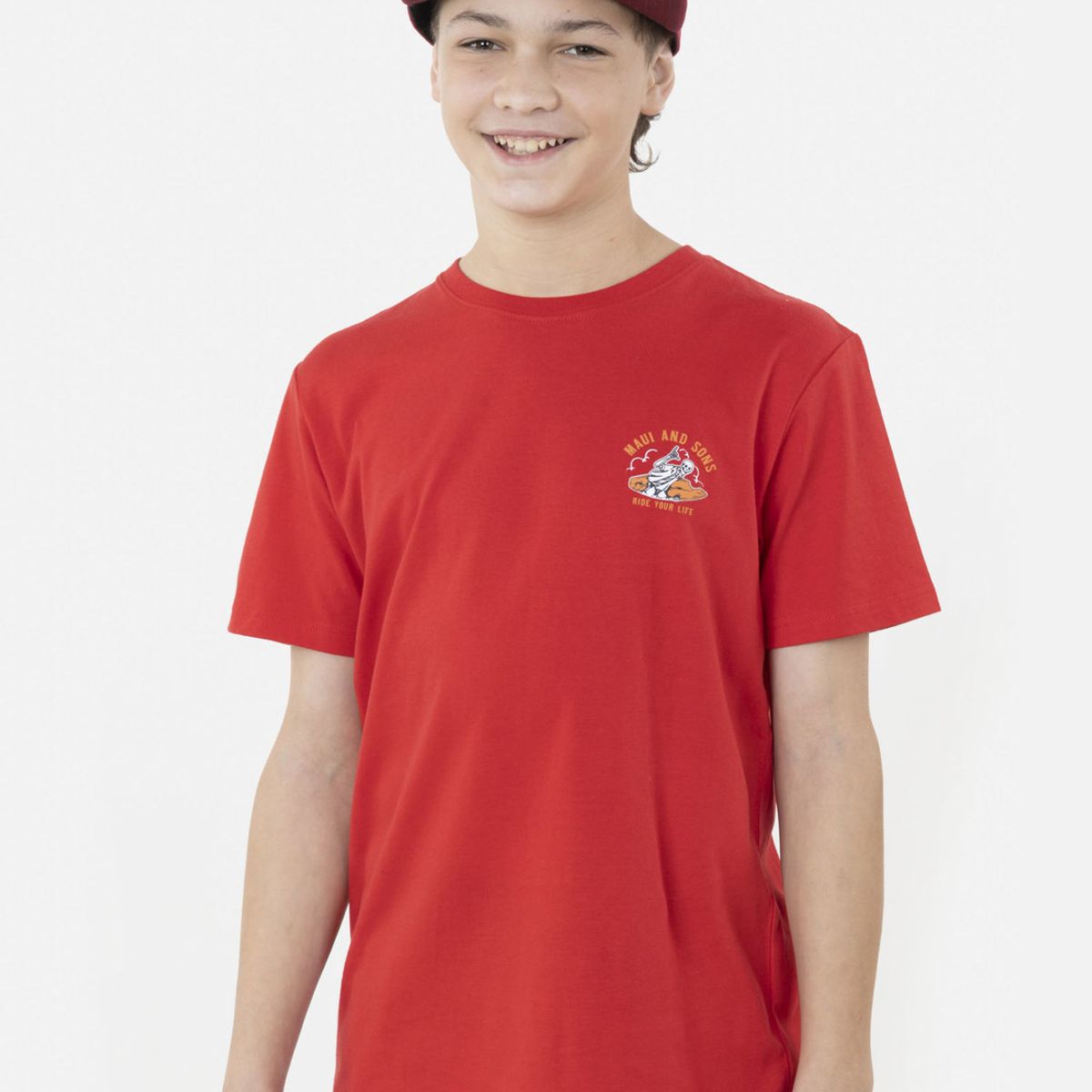 MAUI AND SONS - Polera SKULL RIDER Juvenil Rojo Maui and Sons