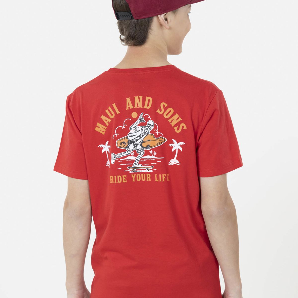 MAUI AND SONS - Polera SKULL RIDER Juvenil Rojo Maui and Sons