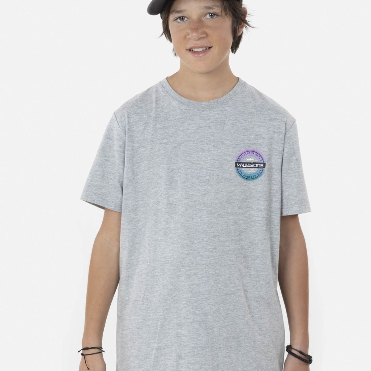 MAUI AND SONS - Polera HUNTINGTON BEACH Juvenil Gris Maui and Sons