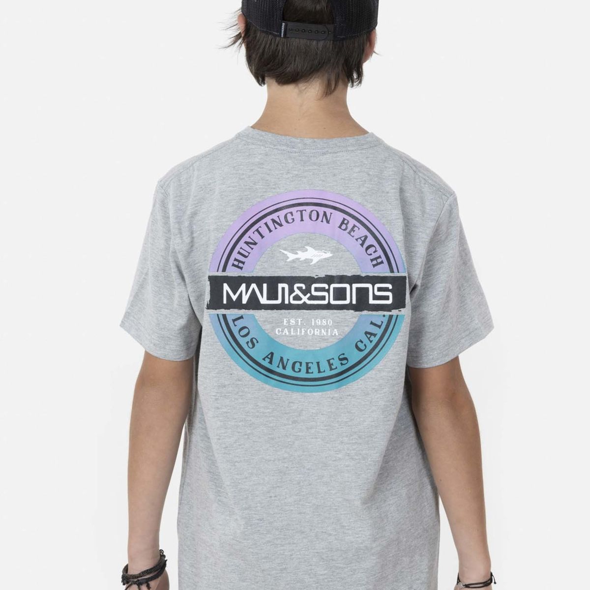 MAUI AND SONS - Polera HUNTINGTON BEACH Juvenil Gris Maui and Sons