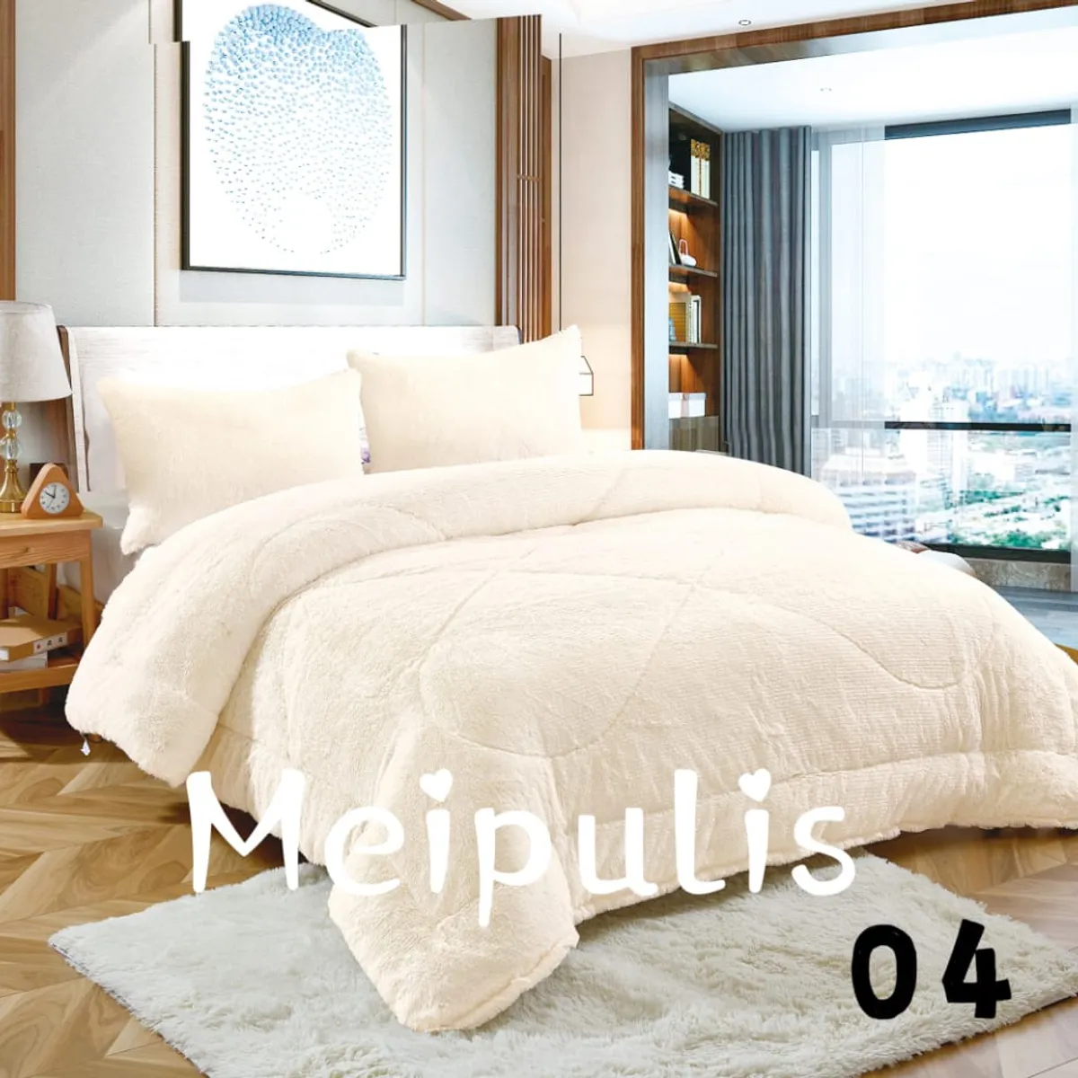 GENERICO - Cobertor de Invierno chiporro Peludo 1,5 plaza Blanco Invierno