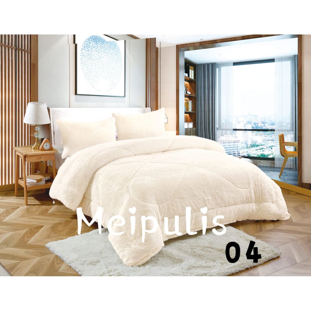 GENERICO - Cobertor de Invierno chiporro Peludo 1,5 plaza Blanco Invierno