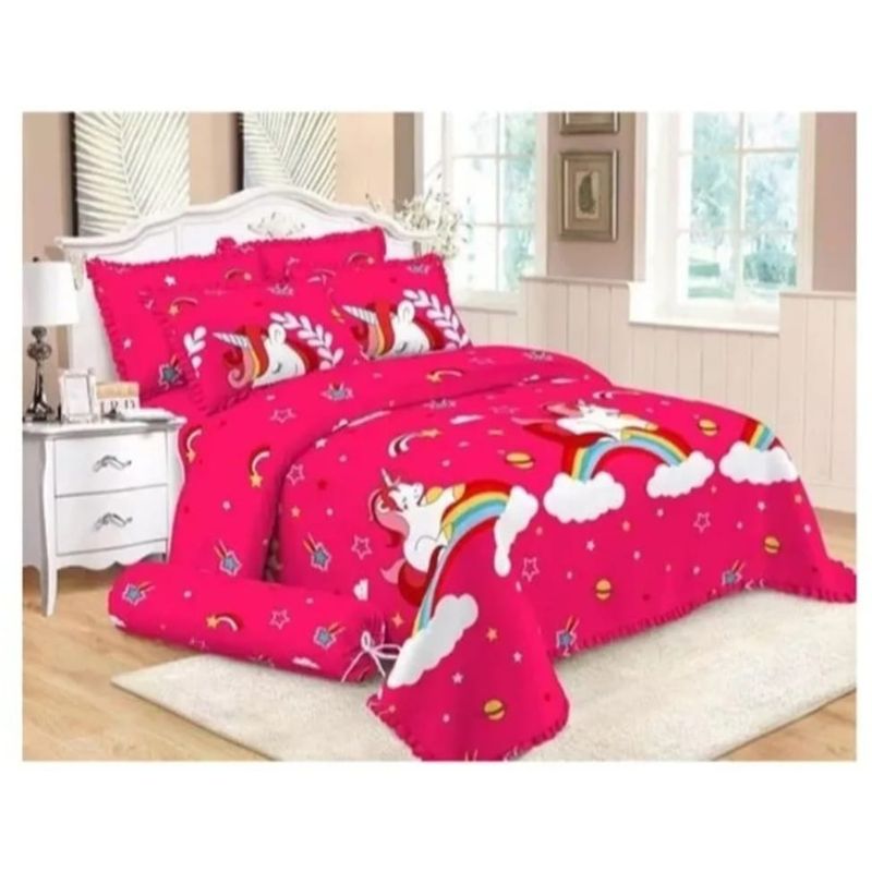 GENERICO - Cobertor Tipo Quilt de Verano / Cubrecamas 1,5 plaza - Unicornio