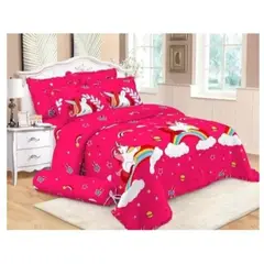 GENERICO - Cobertor Tipo Quilt de Verano / Cubrecamas 1,5 plaza - Unicornio