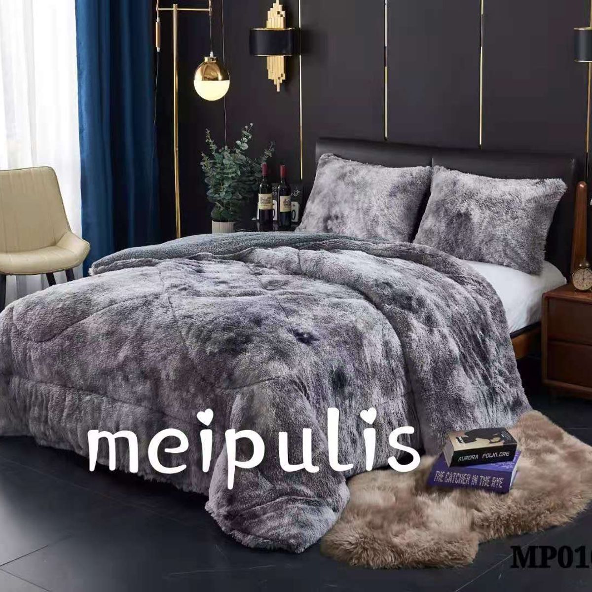 GENERICO - Cobertor de Invierno Peludo 2 plazas Gris Jaspeado