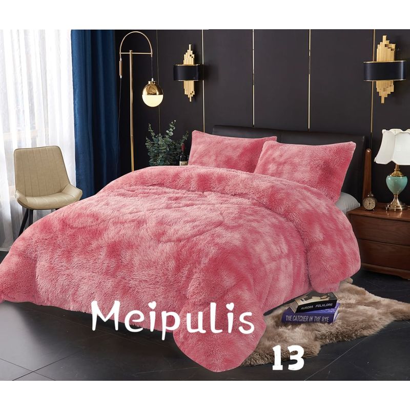 GENERICO - Cobertor de Invierno Peludo 2 plazas Rosa Jaspeado