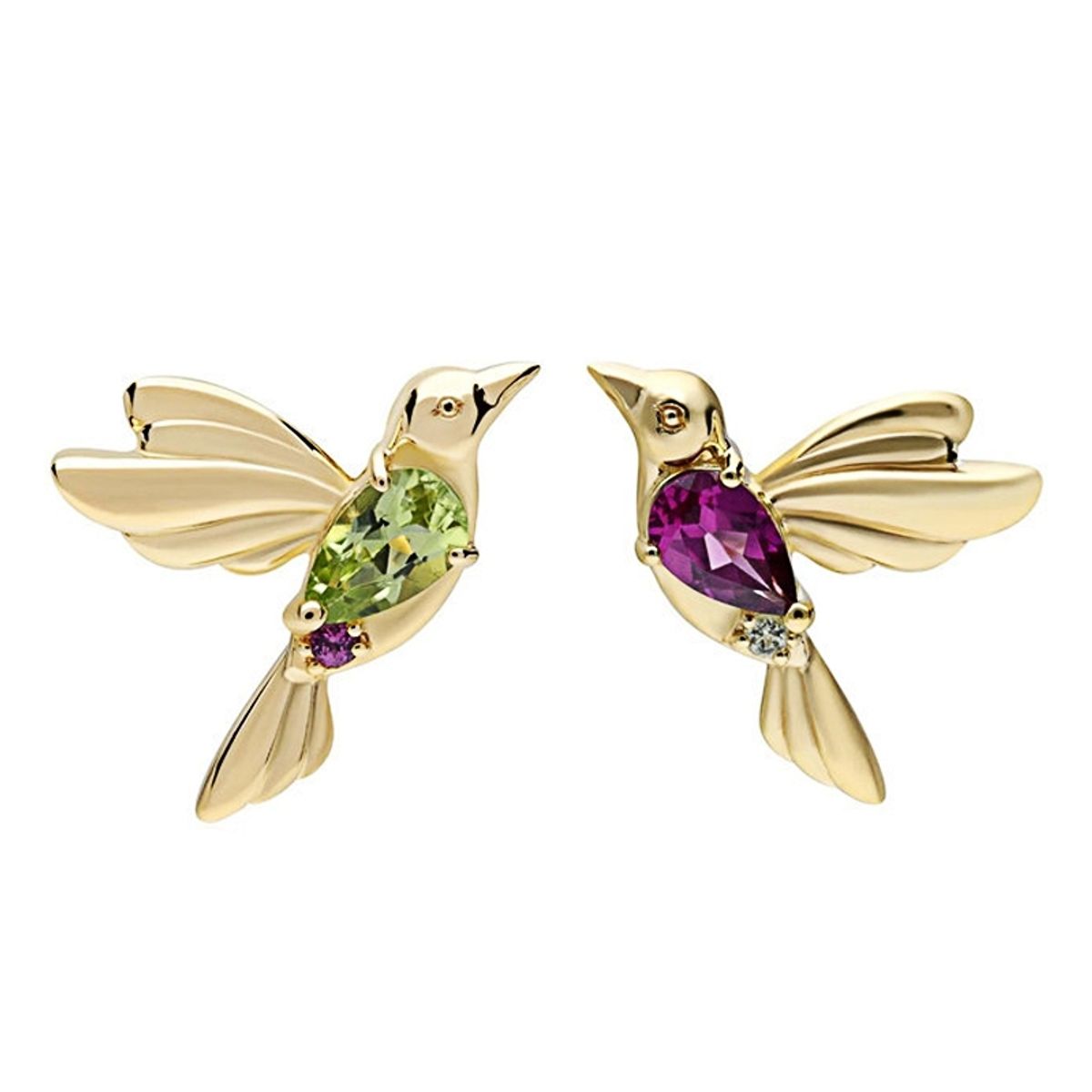 GENERICO - Aros colibrí plata 925 bañado oro joya juvenil mujer