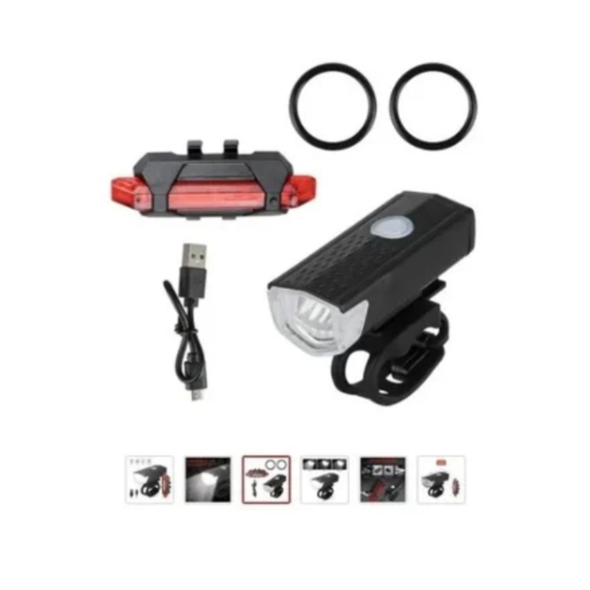 ESHOPANGIE - Set Luces Bicicleta Delantera Y Trasera Recargable Por Usb