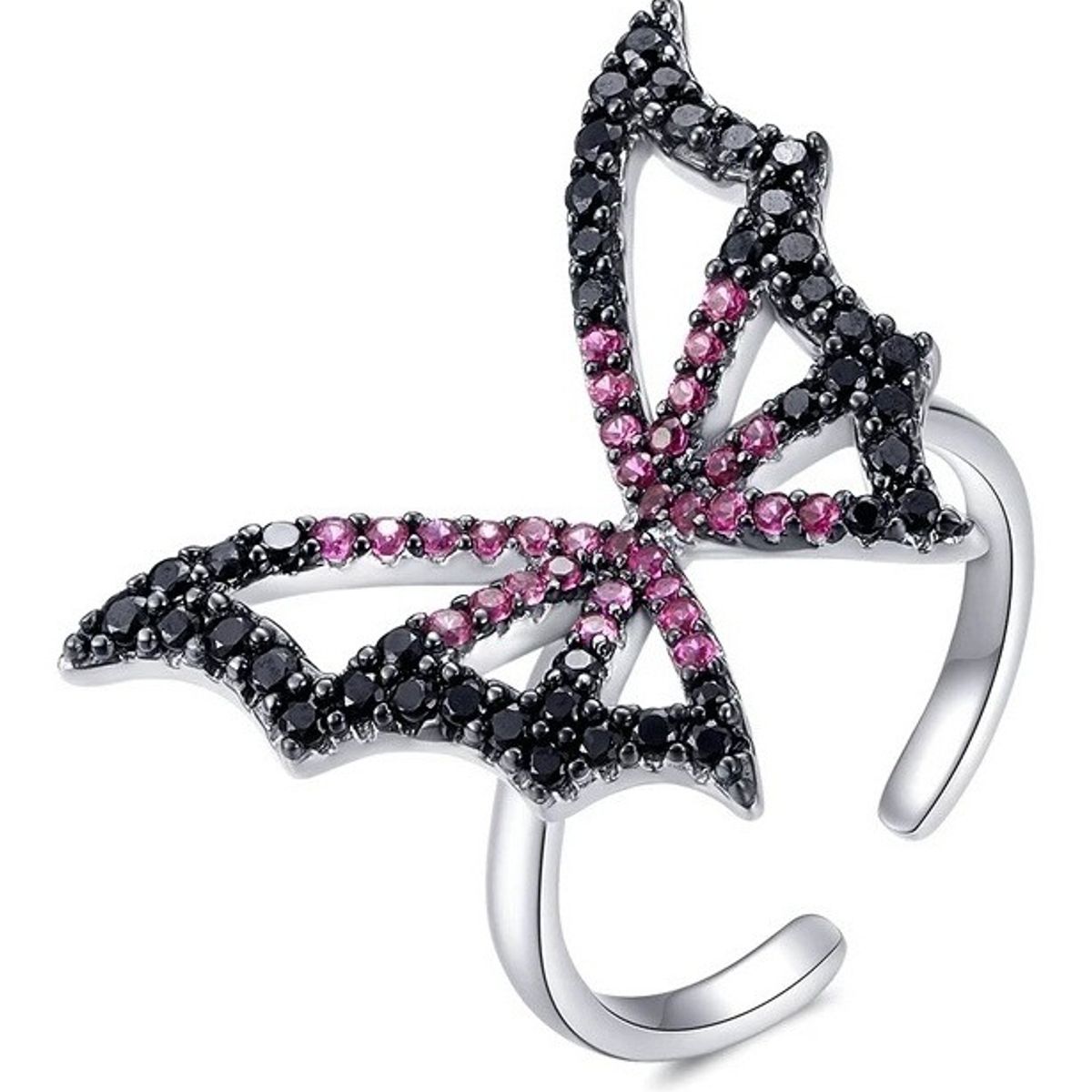 GENERICO - Anillo plata 925 mariposa ajustable joya mujer elegante