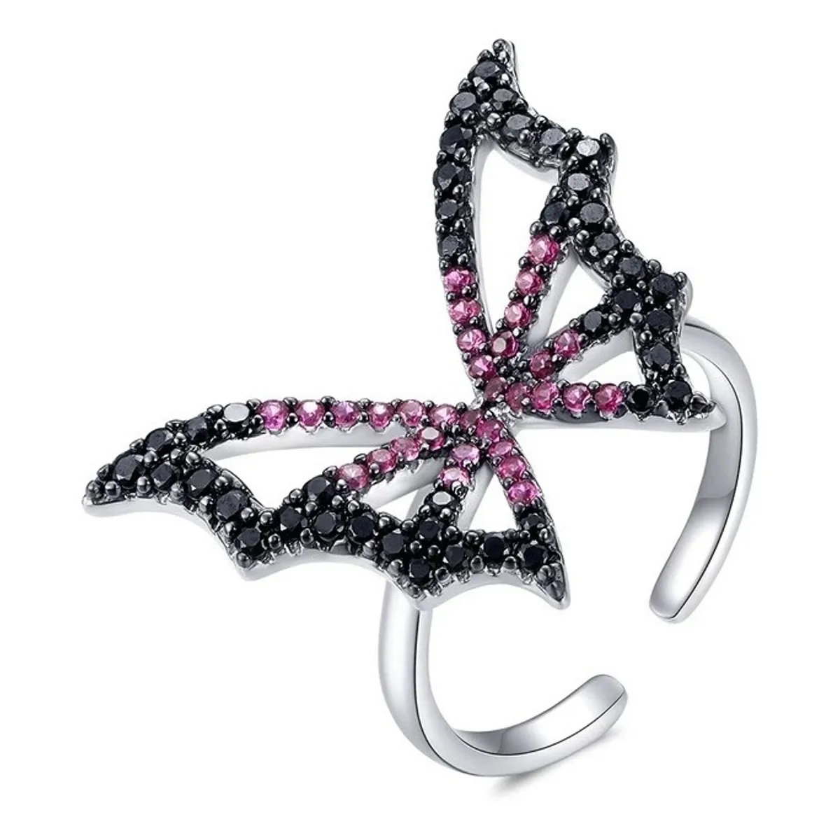 GENERICO - Anillo plata 925 mariposa ajustable joya mujer elegante