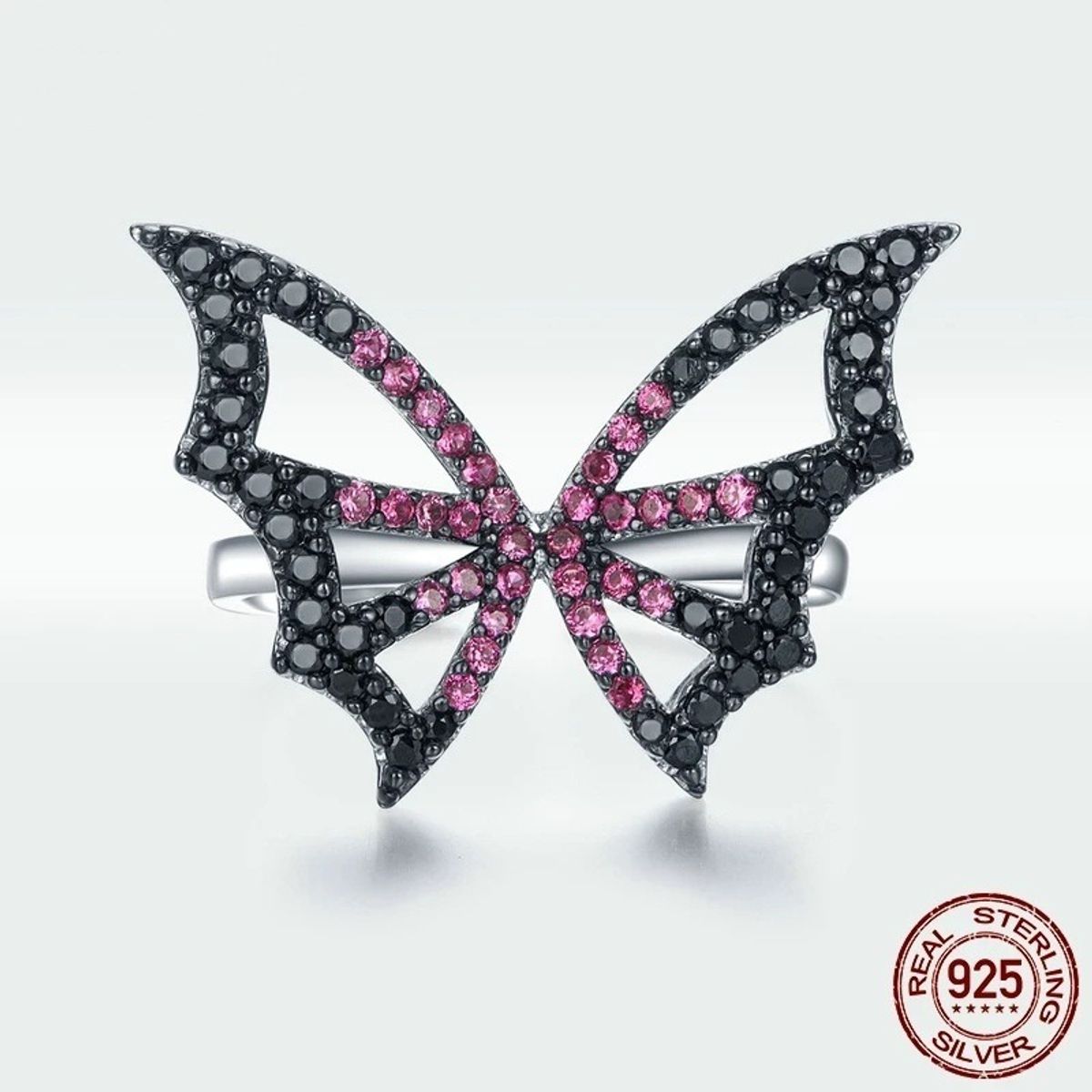 GENERICO - Anillo plata 925 mariposa ajustable joya mujer elegante