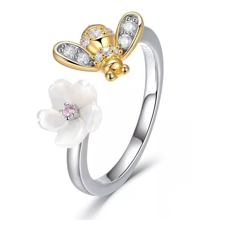 GENERICO - Anillo abeja plata 925 ajustable mujer joyas