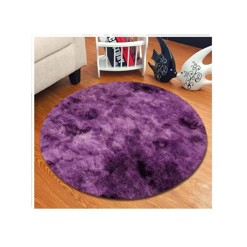 GENERAC - Alfombras peluda tipo Shaggy Redondas 150x150 cm Morado Jaspeado