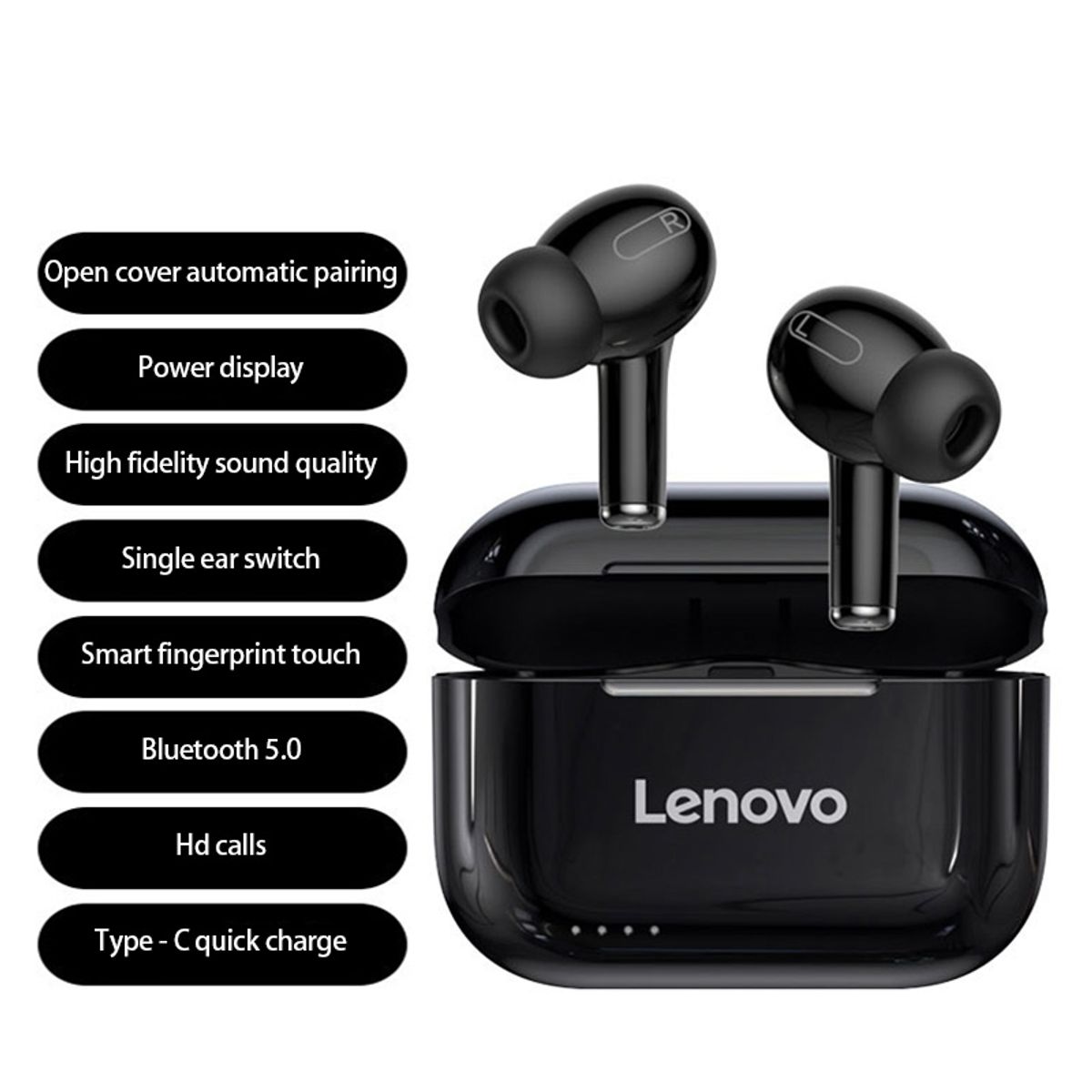 LENOVO - Audifonos Inalambricos Lenovo LP1S Negro Livepods Gamer