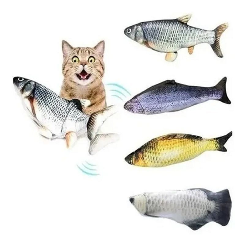 GENERICO - Juguete Pescado Para Gato Con Movimiento Interactivo Con USB