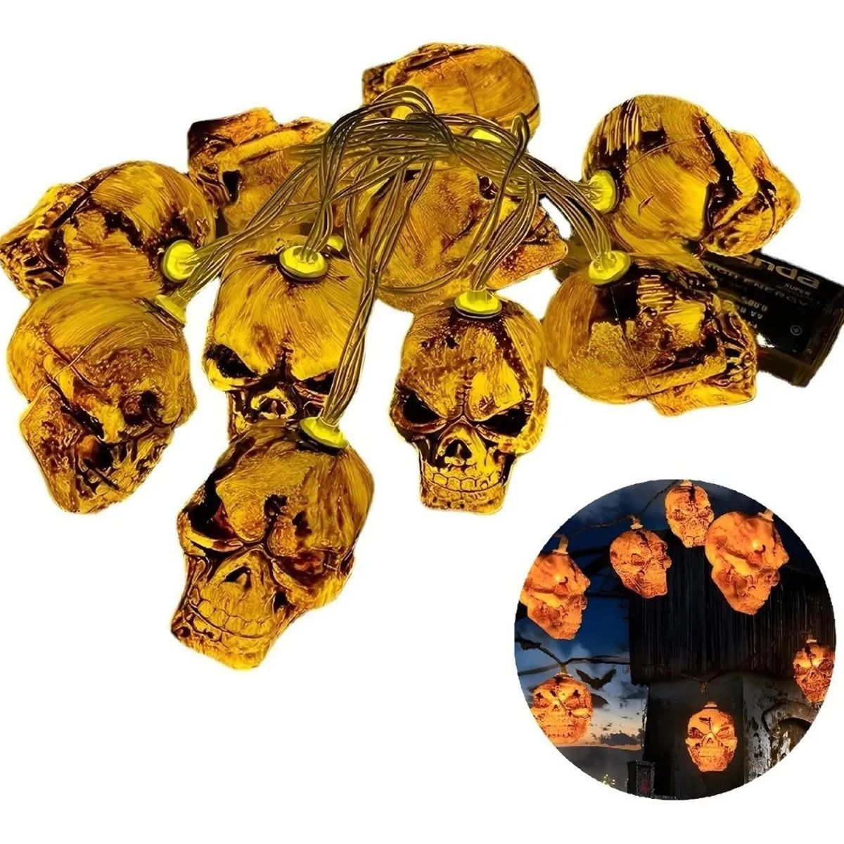 GENERICO - Calaveras De Halloween Luz Led Guirnalda Luces Exterior 2m