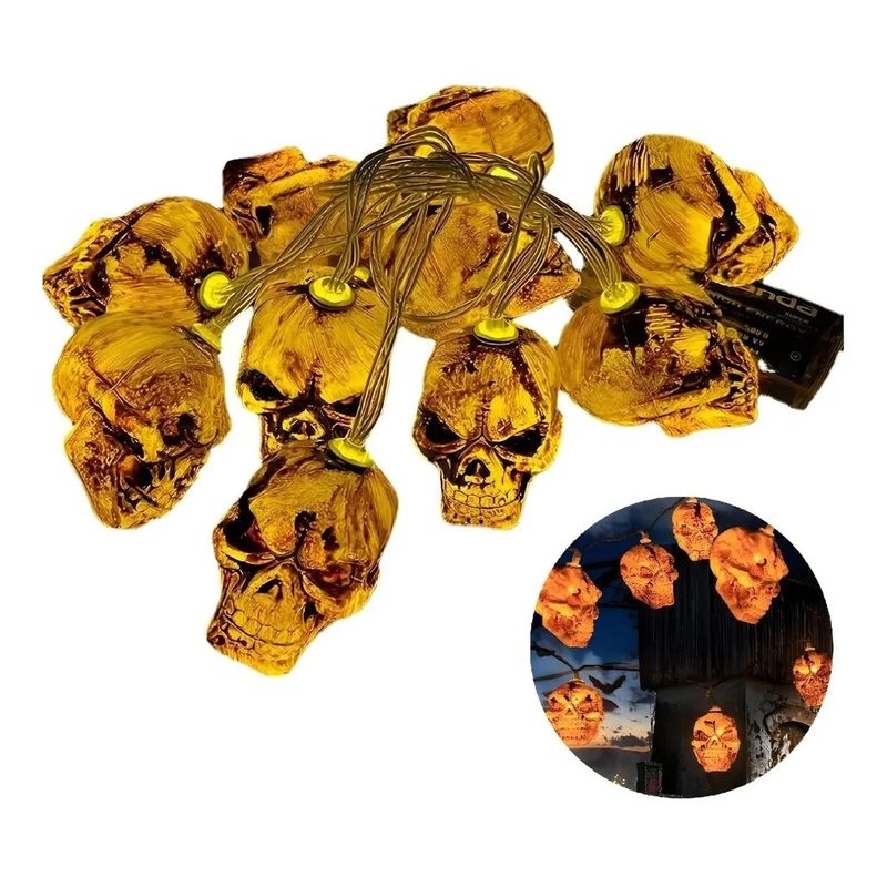 GENERICO - Calaveras De Halloween Luz Led Guirnalda Luces Exterior 2m