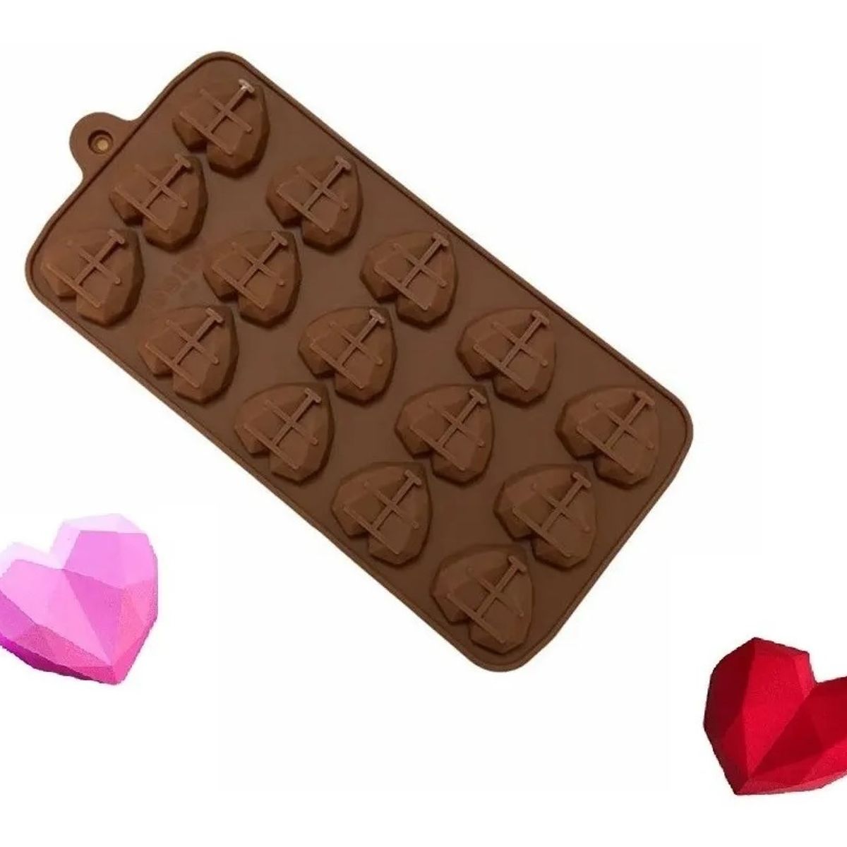 GENERICO - Molde Mini Corazon Diamante Molde Corazón Geometrico 15