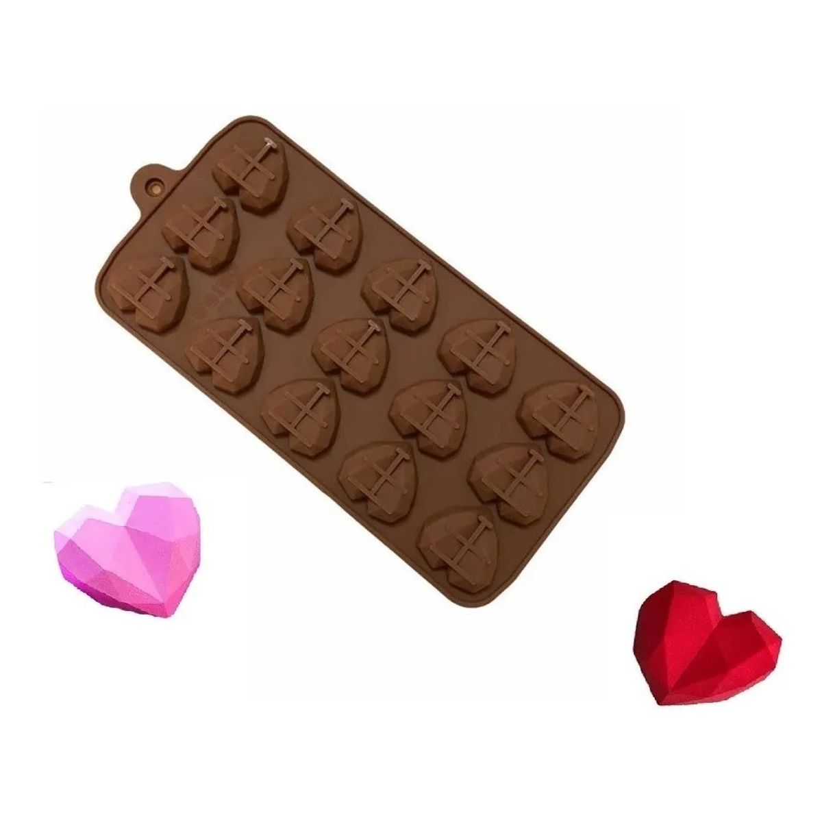 GENERICO - Molde Mini Corazon Diamante Molde Corazón Geometrico 15