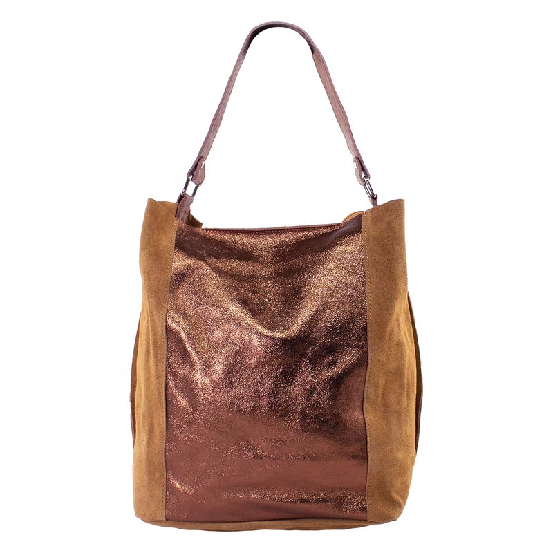 MAILEA - Cartera reno frontis metal para mujer tostado