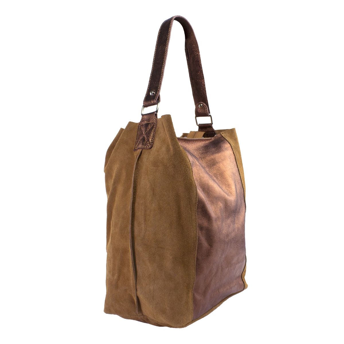 MAILEA - Cartera reno frontis metal para mujer tostado