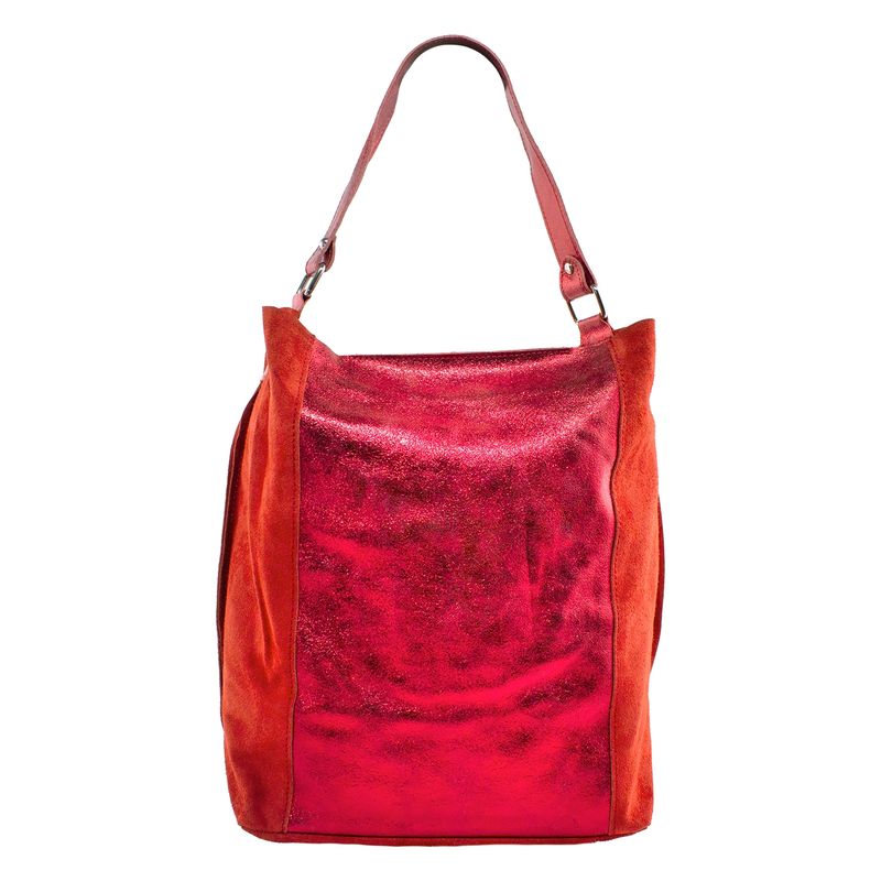 MAILEA - Cartera reno frontis metal para mujer rojo