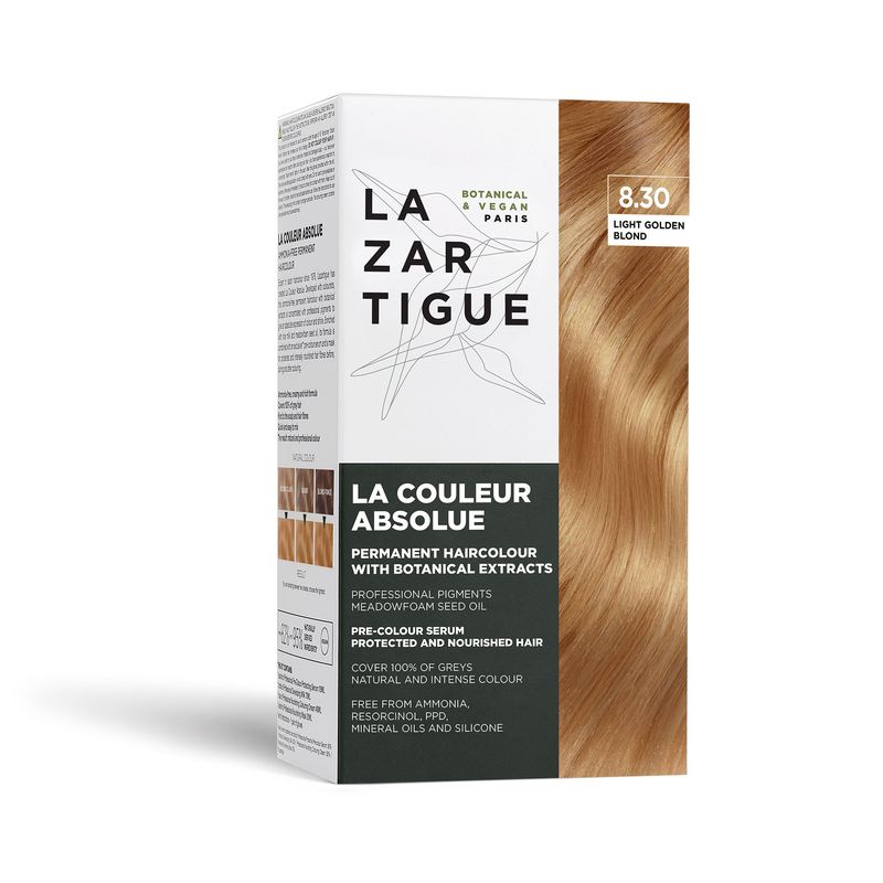 LAZARTIGUE - LA COULEUR ABSOLUE 8.30 RUBIO CLARO DORADO Coloración permanente con oxidante, s/amoniaco