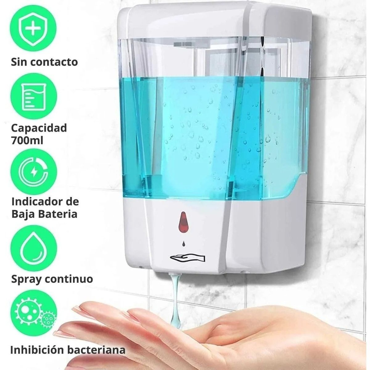 GENERICO - Dispensador Automatico De Jabon O Achohol Gel 700ml