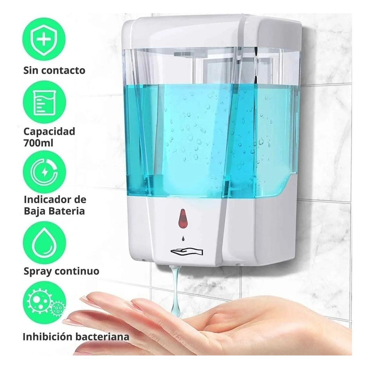 GENERICO - Dispensador Automatico De Jabon O Achohol Gel 700ml