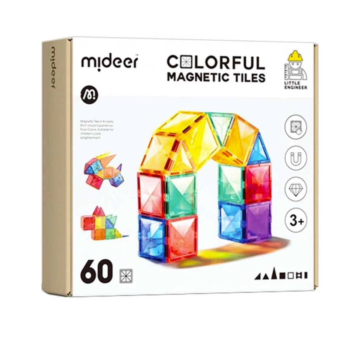 MIDEER - Bloques Magnéticos Coloridos 60 Piezas