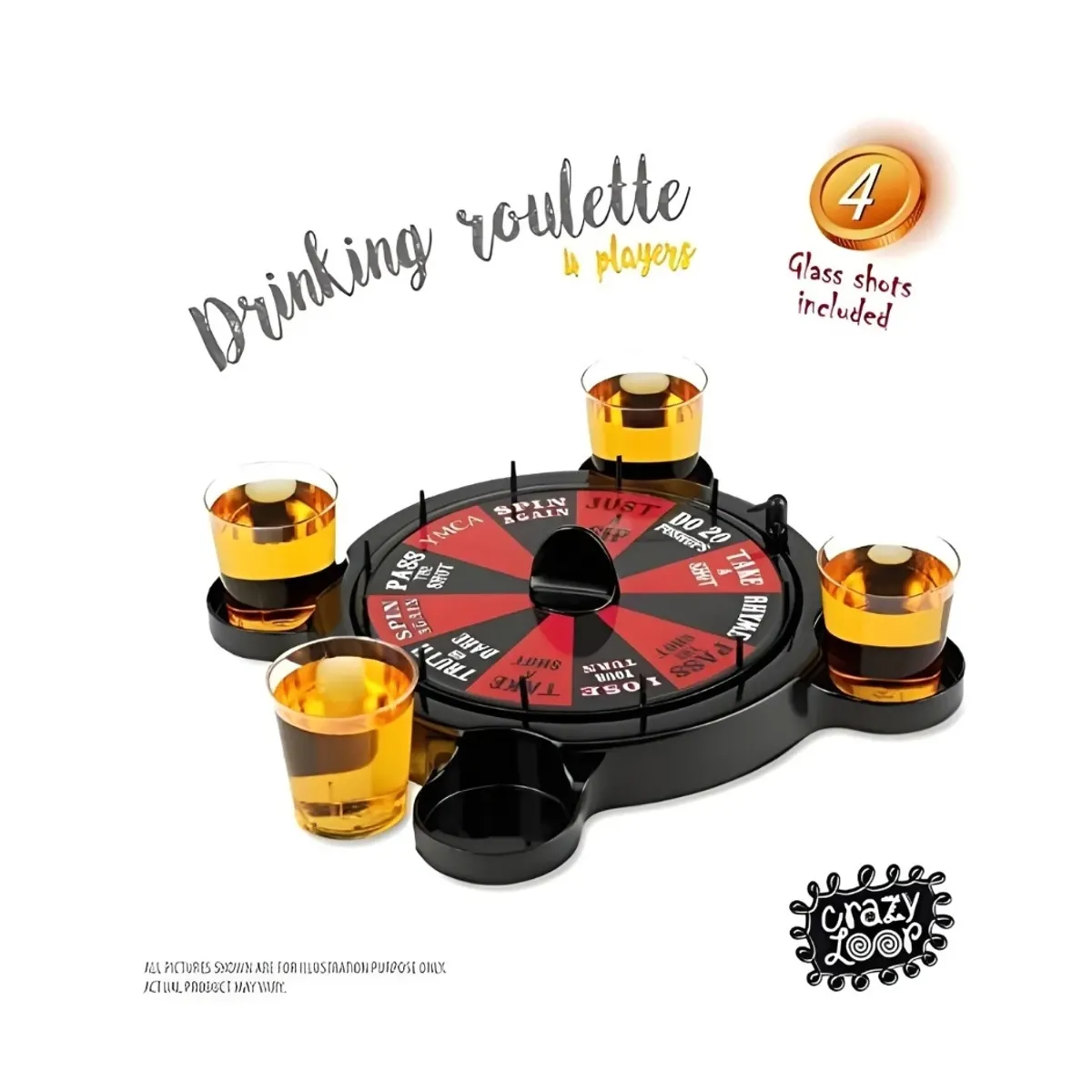 GENERICO - Juego De Mesa Spin Shot Bar Licor Trago Chupito Ruleta Shots