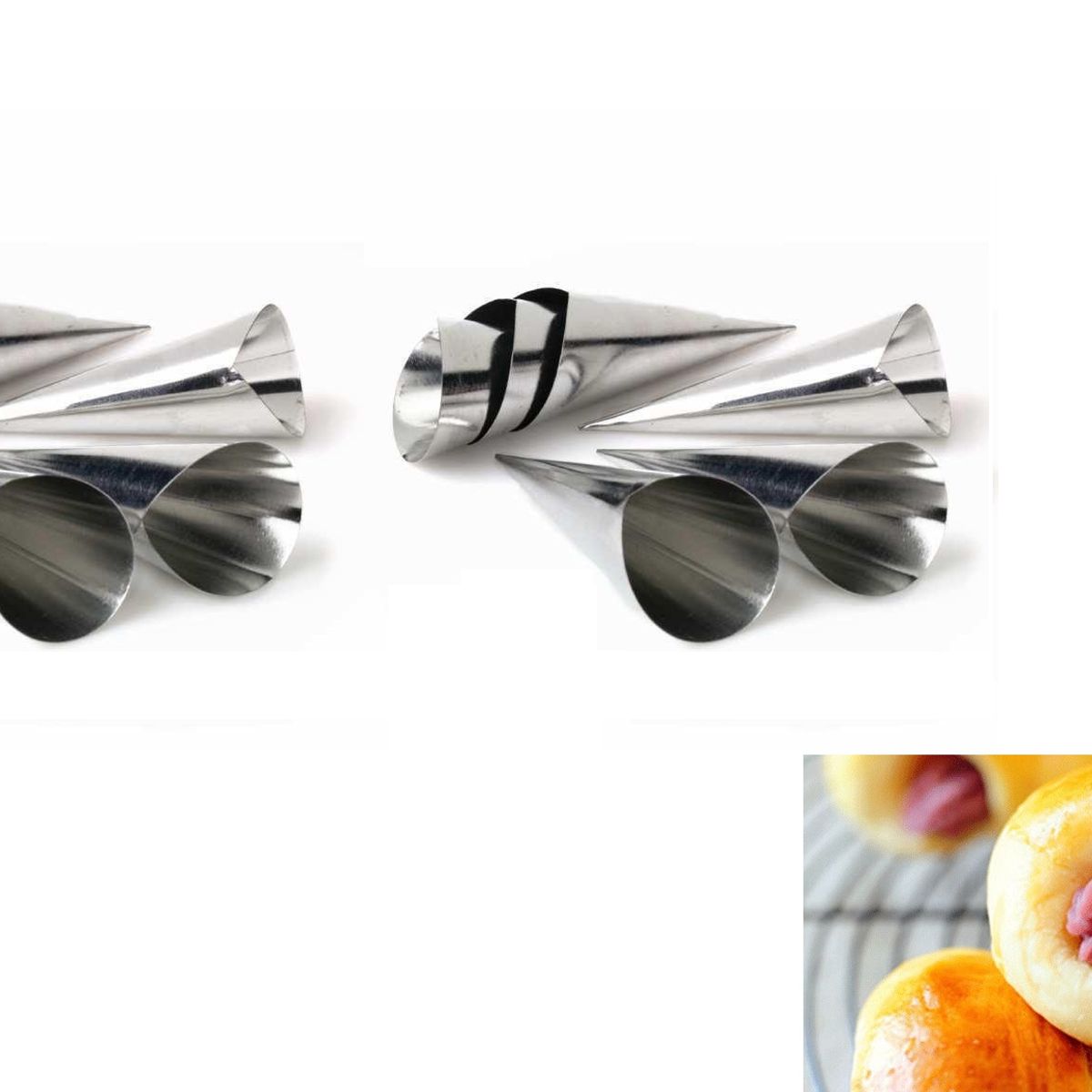 GENERICO - 12 Conos Molde Para Cannoli Cachito Pan Danes